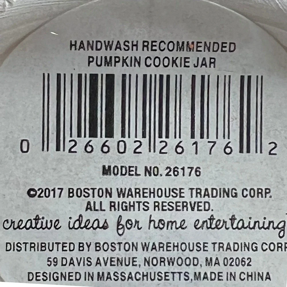 Boston Warehouse Pumpkin Cookie Jar Unisex OS Orange NWOT 26176 Ceramic Harvest